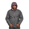 giubbino reversibile john richmond UOMO BORDEAUX E NERO FIG/BLACK - UMA25044GB vista frontale nero cappuccio