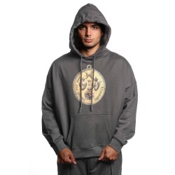 felpa john richmond UOMO BLACK ACID WASH - UMA25174FE vista frontale cappuccio