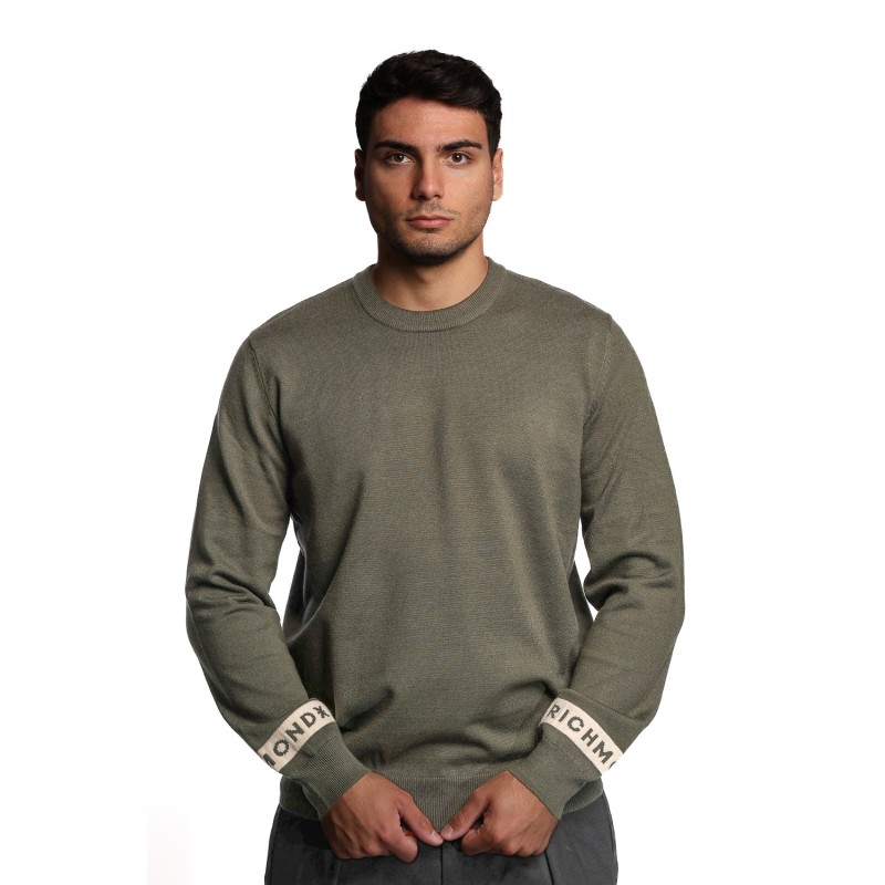 maglioncino john richmond UOMO VERDE DEEP FOREST - UMA25035MA vista frontale