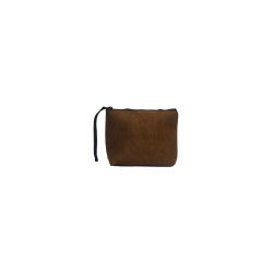 pochette marc ellis DONNA DARK CUOIO - BUBY SUEDE CLUTCH vista frontale