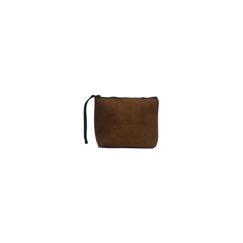 pochette marc ellis DONNA DARK CUOIO - BUBY SUEDE CLUTCH vista frontale