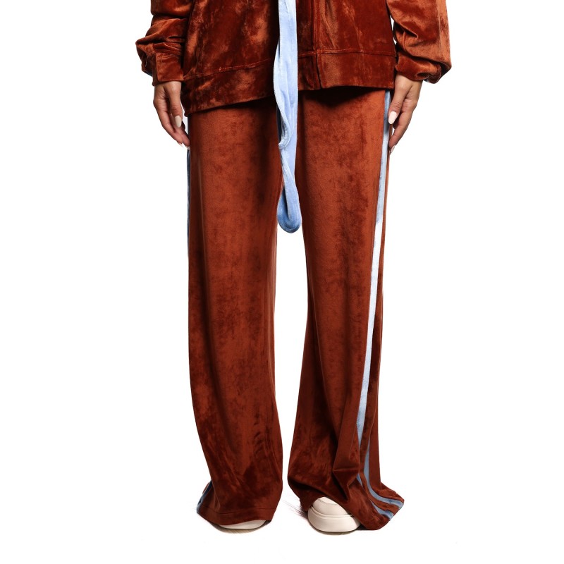 pantalone a palazzo kostumn°1 DONNA BRUCIATO E CELESTE - KI2519 vista frontale completo