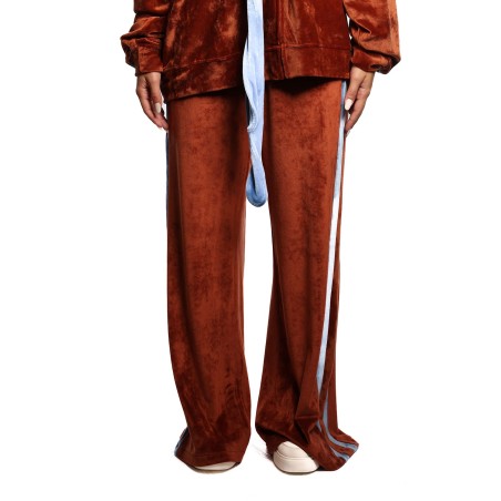 pantalone a palazzo kostumn°1 DONNA BRUCIATO E CELESTE - KI2519 vista frontale completo