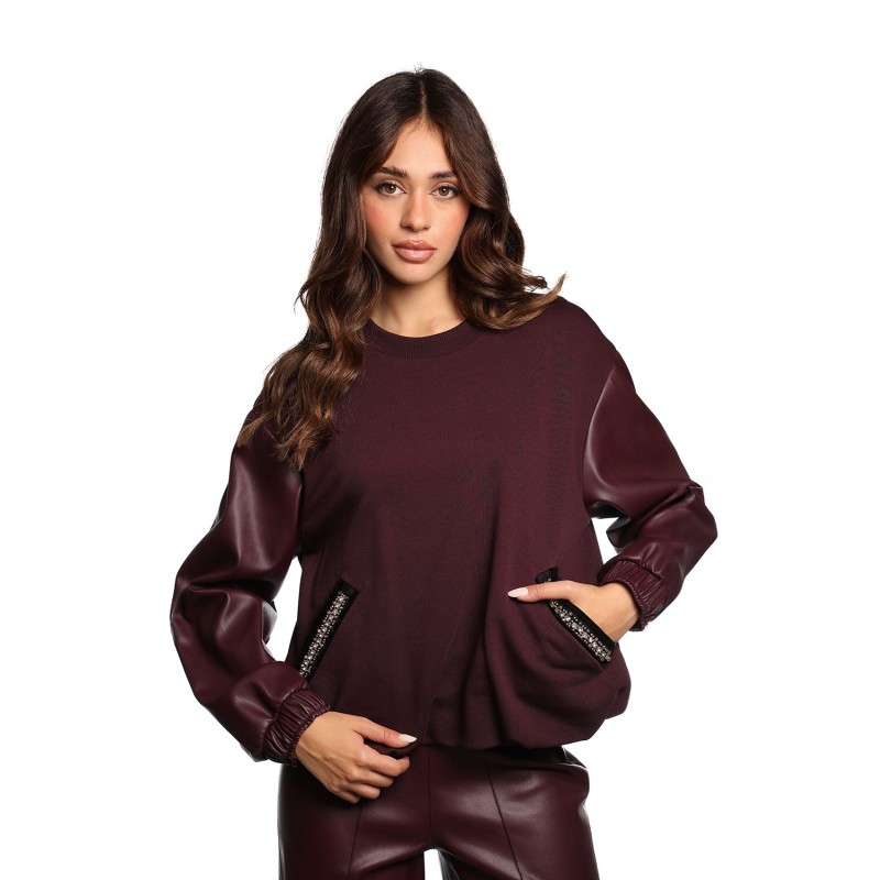 felpa jijil DONNA BORGOGNA 1501 WINE - JPI25FP390 vista frontale