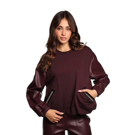 felpa jijil DONNA BORGOGNA 1501 WINE - JPI25FP390 vista frontale