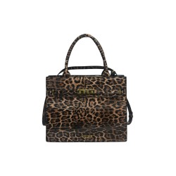 borsa marc ellis DONNA BLACK LEO E LIGHT GOLD - AROUND TOTE vista frontale
