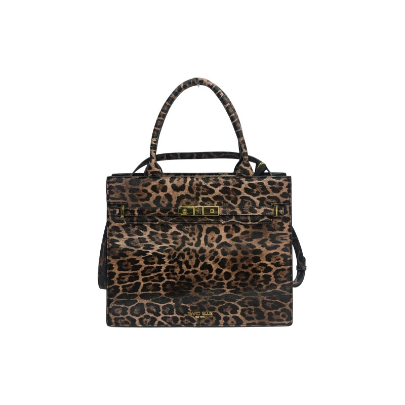 borsa marc ellis DONNA BLACK LEO E LIGHT GOLD - AROUND TOTE vista frontale