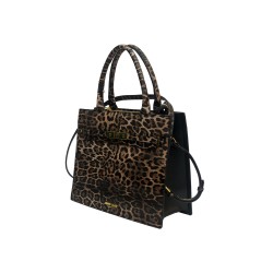 borsa marc ellis DONNA BLACK LEO E LIGHT GOLD - AROUND TOTE vista laterale