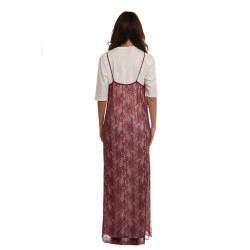 abito lungo kostumn°1 DONNA BORDEAUX E OFF-WHITE - KI25140 vista posteriore