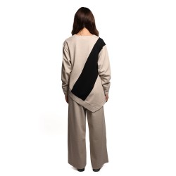 felpa jijil DONNA BEIGE CHIARO E NERA 1103 NATURALE/NERO - JPI25FP144 vista completo posteriore