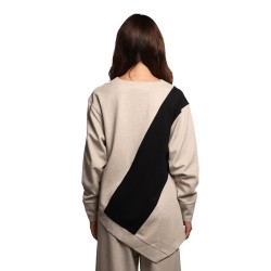 felpa jijil DONNA BEIGE CHIARO E NERA 1103 NATURALE/NERO - JPI25FP144 vista posteriore