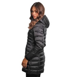 giubbino lungo save the duck DONNA NERO 10000 - D47300W - IRIS21 REESE vista laterale