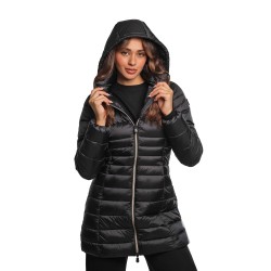 giubbino lungo save the duck DONNA NERO 10000 - D47300W - IRIS21 REESE vista frontale
