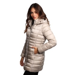 giubbino lungo save the duck DONNA BEIGE CHIARO 40019 - D47300W - IRIS21 REESE vista laterale
