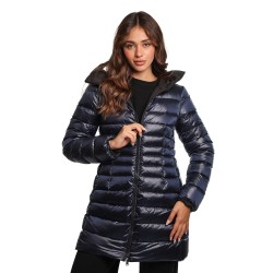 giubbino lungo reversibile ADD DONNA NERO E BLU C1527 BLACK+PACIFIC BLUE - 12AWHE33 vista frontale blu