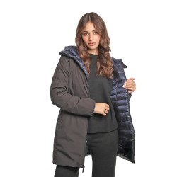 giubbino lungo reversibile ADD DONNA NERO E BLU C1527 BLACK+PACIFIC BLUE - 12AWHE33 vista dettagli nero