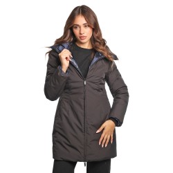 giubbino lungo reversibile ADD DONNA NERO E BLU C1527 BLACK+PACIFIC BLUE - 12AWHE33 vista frontale nero