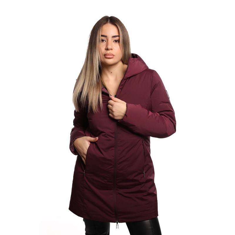 giubbino lungo reversibile refrigue DONNA BORGOGNA BURGUNDY - 2821O00071 - SYN vista frontale liscia