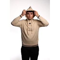 maglioncino maison 9 paris UOMO BEIGE CHIARO - M9ML1337 vista frontale cappuccio