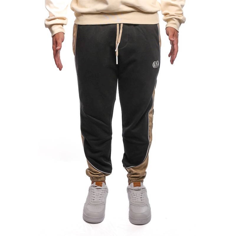 pantalone tuta maison 9 paris UOMO NERO E BEIGE - M9P4407 vista frontale