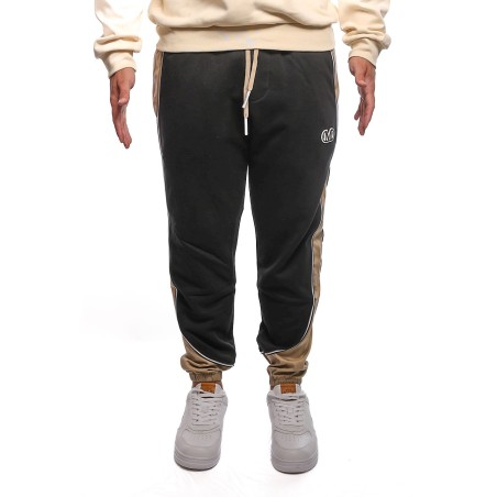 pantalone tuta maison 9 paris UOMO NERO E BEIGE - M9P4407 vista frontale