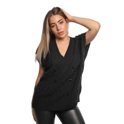 maglione a gilet jijil DONNA 002 NERO - JPI25MK009 vista frontale