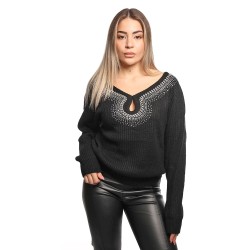 maglione jijil DONNA 002 NERO - JPI25MK030 vista frontale