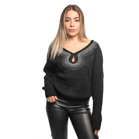 maglione jijil DONNA 002 NERO - JPI25MK030 vista frontale
