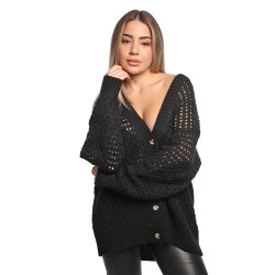 cardigan jijil DONNA 0002 NERO - JPI25MK023 vista frontale