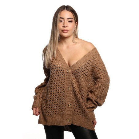 cardigan jijil DONNA 0925 CAMEL - JPI25MK023 vista frontale