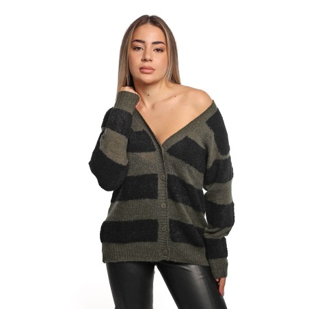 cardigan sun68 DONNA 1174 NERO E MILITARE SCURO - K45265 vista frontale
