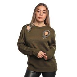maglione jijil DONNA 0007 VERDE MILITARE - JPI25MK029 vista frontale