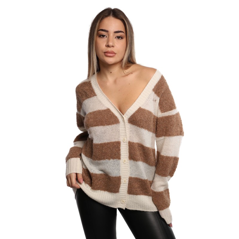 cardigan sun68 DONNA BEIGE E PANNA 1731 DESERTO/BIANCO PANNA - K45265 vista frontale