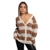 cardigan sun68 DONNA BEIGE E PANNA 1731 DESERTO/BIANCO PANNA - K45265 vista frontale