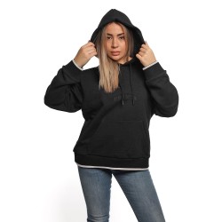 felpa gcds DONNA 99 BLACK - B2EW1905JD1 vista frontale cappuccio