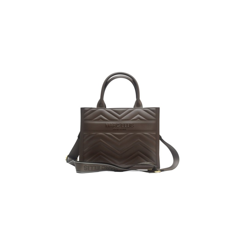 borsa marc ellis DONNA MARRONE E ORO COCOA/LIGHT GOLD - FLAT BUBY WAVE M_25 vista frontale