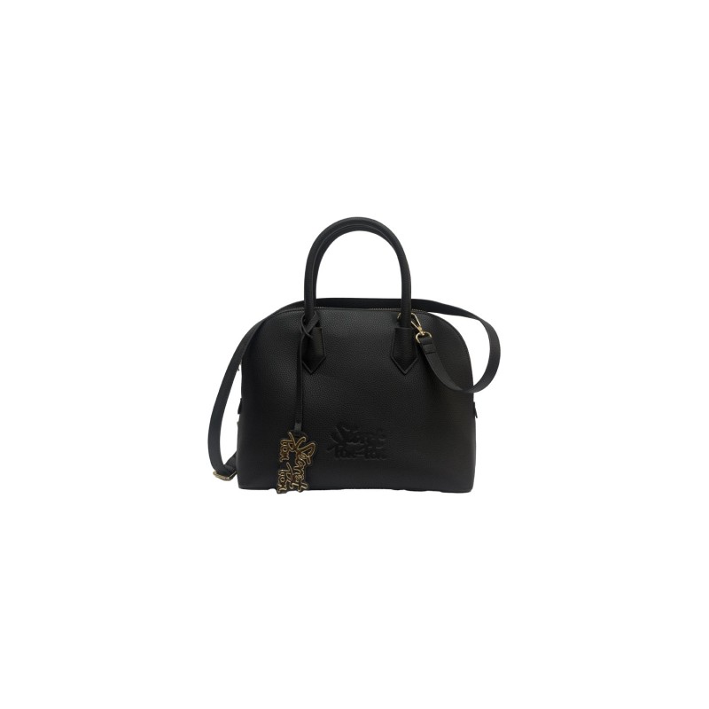 borsa sécret pon pon DONNA BLACK - ALIDA BAG vista frontale
