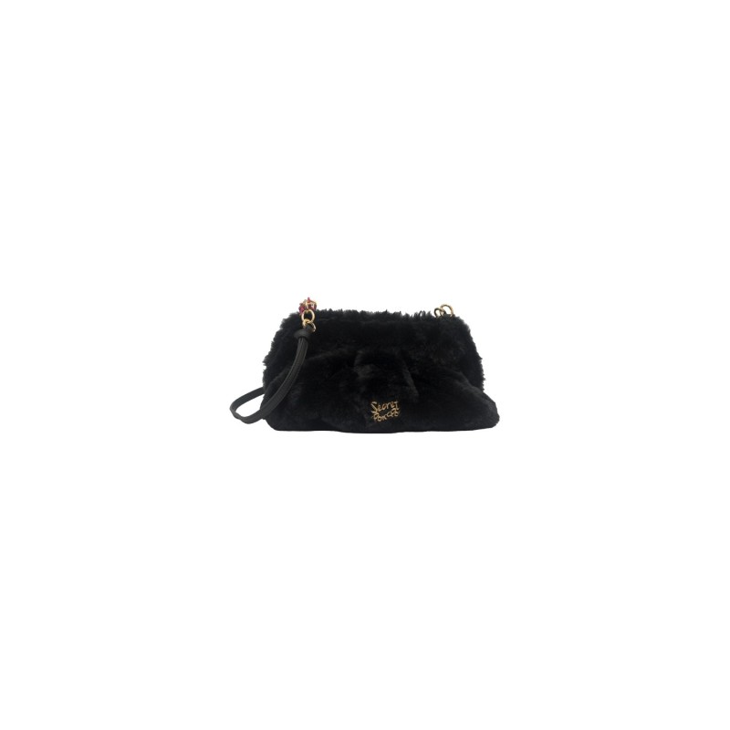 pochette secret pon pon DONNA BLACK - MARGARET FUR CLUTCH M vista frontale