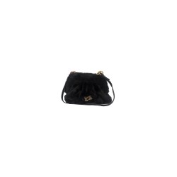 pochette secret pon pon DONNA BLACK - MARGARET FUR CLUTCH S vista frontale