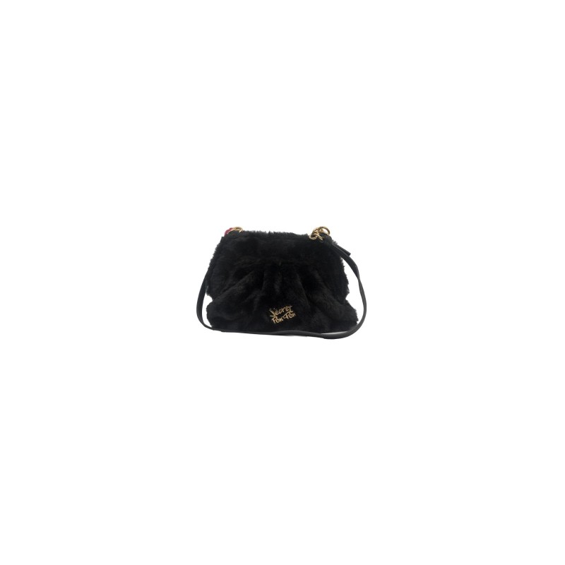 pochette secret pon pon DONNA BLACK - MARGARET FUR CLUTCH S vista frontale