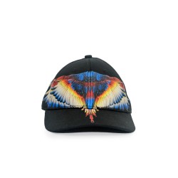 cappello marcelo burlon county of milan UNISEX 110/93 NERO E YELLOW WINGS - COMAF250185 vista frontale
