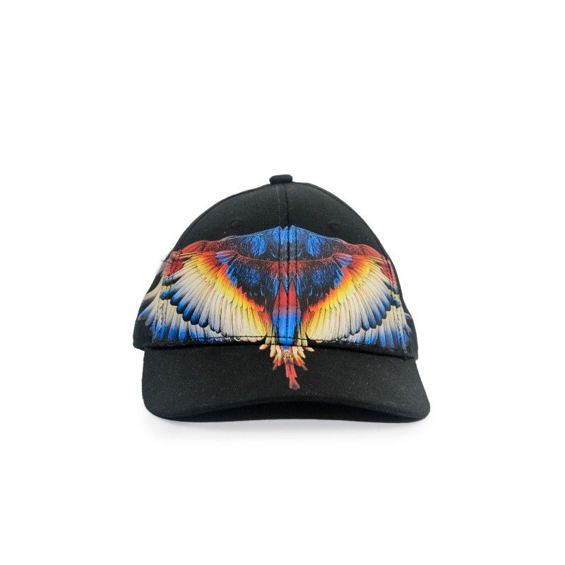 cappello marcelo burlon county of milan UNISEX 110/93 NERO E YELLOW WINGS - COMAF250185 vista frontale