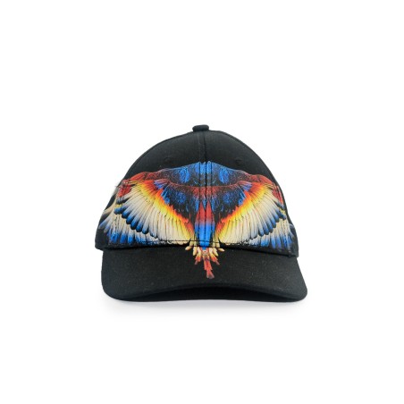 cappello marcelo burlon county of milan UNISEX 110/93 NERO E YELLOW WINGS - COMAF250185 vista frontale
