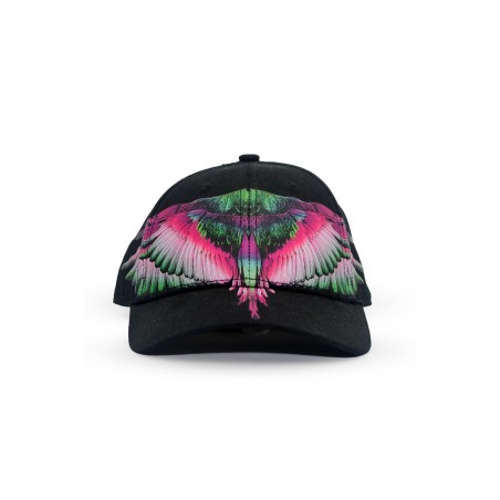 cappello marcelo burlon county of milan UNISEX 110/94 NERO E PINK WINGS - COMAF250186 vista frontale