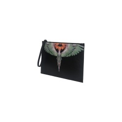 pochette marcelo burlon county of milan UOMO NERA E GREEN WINGS - COMAF250136 vista laterale