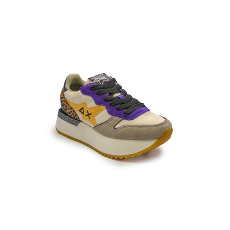 scarpe sun68 DONNA 31 BIANCO PANNA - BIG STARGIRL MIX MATERIAL vista laterale