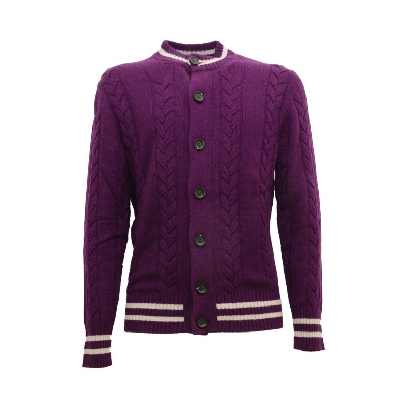 cardigan +39 masq UOMO VIOLA vista frontale